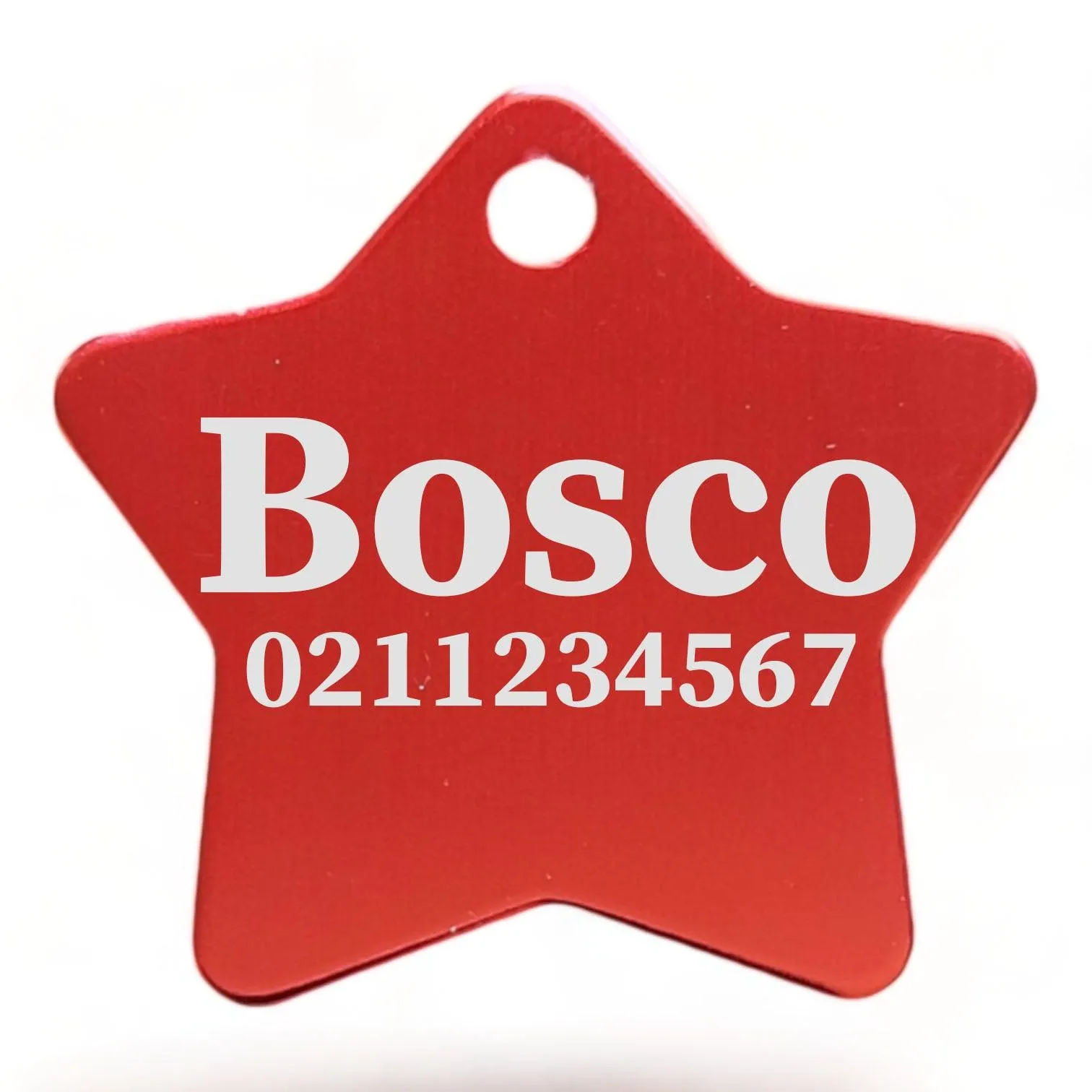 Name & Number Front | Star Aluminum | Cat, Kitten & Dog ID Pet Tag