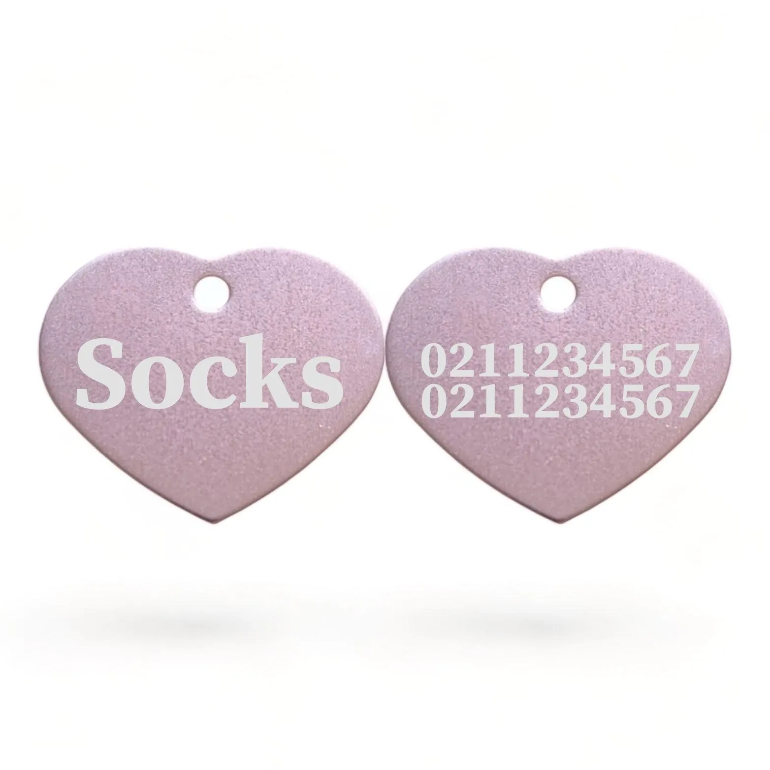 Name Front & 2 Numbers Back | Heart Aluminum | Cat, Kitten & Dog ID Pet Tag