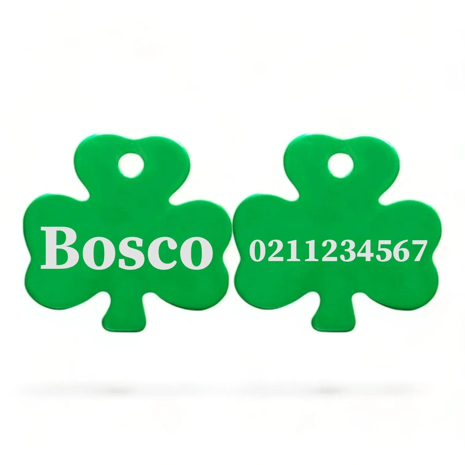 Name Front & Number Back | Shamrock Aluminum | Cat, Kitten & Dog ID Pet Tag