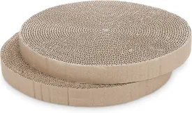 Navaris Round Cat Scratcher Pads (Pack of 2) - 13 3/8" Diameter x 1 3/8" High (34 cm x 3.5 cm) - Refills Cardboard Cat Scratcher Bed 52414