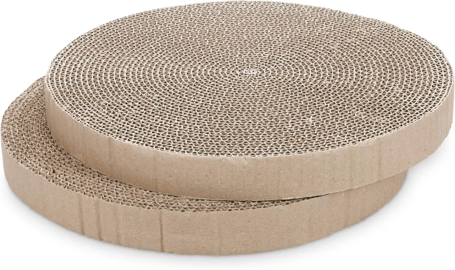 Navaris Round Cat Scratcher Pads (Pack of 2) - 13 3/8" Diameter x 1 3/8" High (34 cm x 3.5 cm) - Refills Cardboard Cat Scratcher Bed 52414
