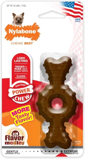 Nylabone Ring Bone Power Chew Toy for Dogs, Dog Toys for Aggressive Chewers, Flavor Medley Flavor, X-Small - Up to 15 lbs, 1 Count