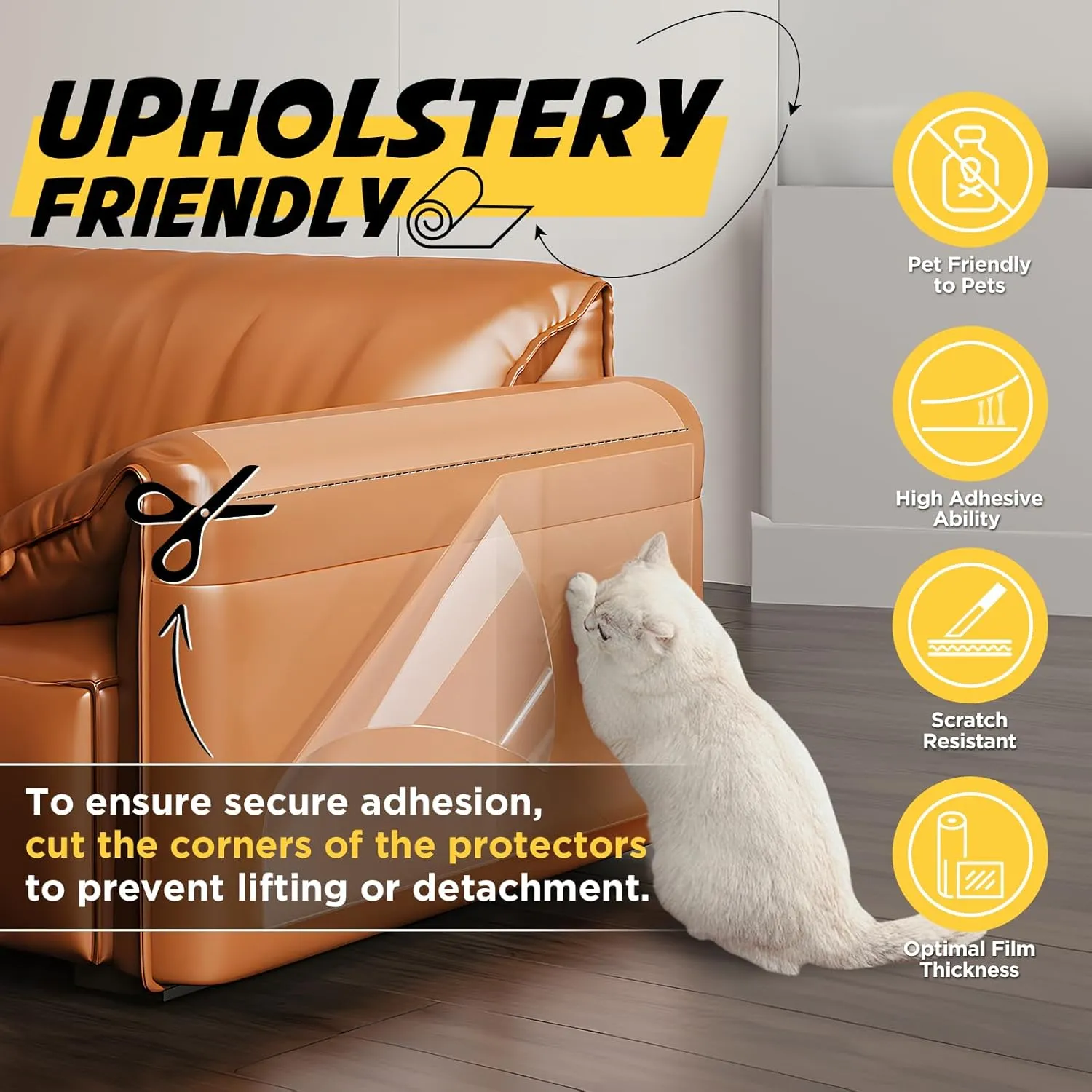 OBSEDE Cat Scratch Furniture Protector Roll, 0.2mm Extra Thick Clear Shield, Single-Side Adhesive Guard for Couch & Sofa Corners, Pet Deterrent Training Tape, 11.8 x 196.8 inch for Happy Pet Homes