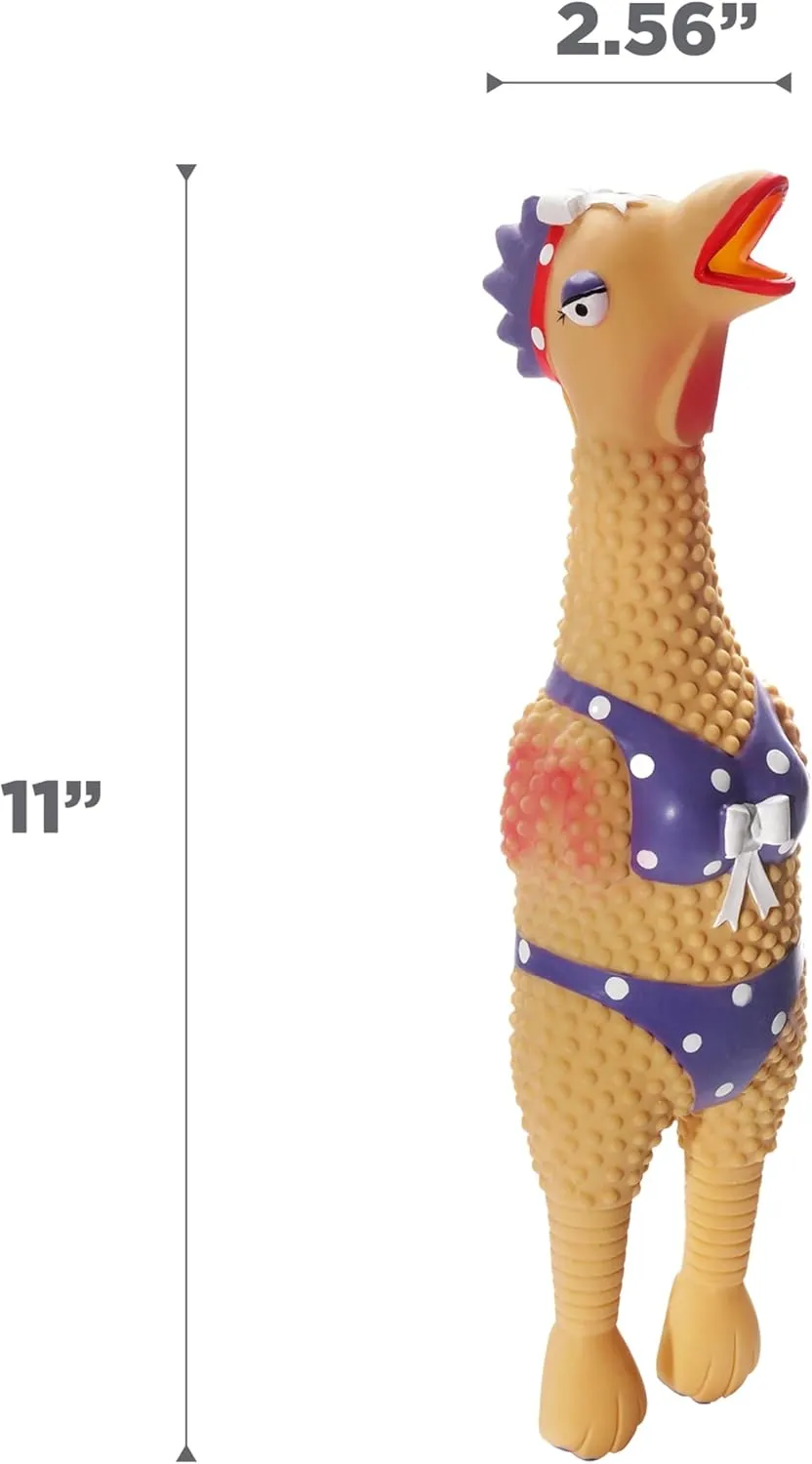 Outward Hound by Charming Pet Squawkers Henrietta Latex Squeaky Rubber Chicken Dog Toy, Funny Interactive Holiday Toy for Dogs, Large Size