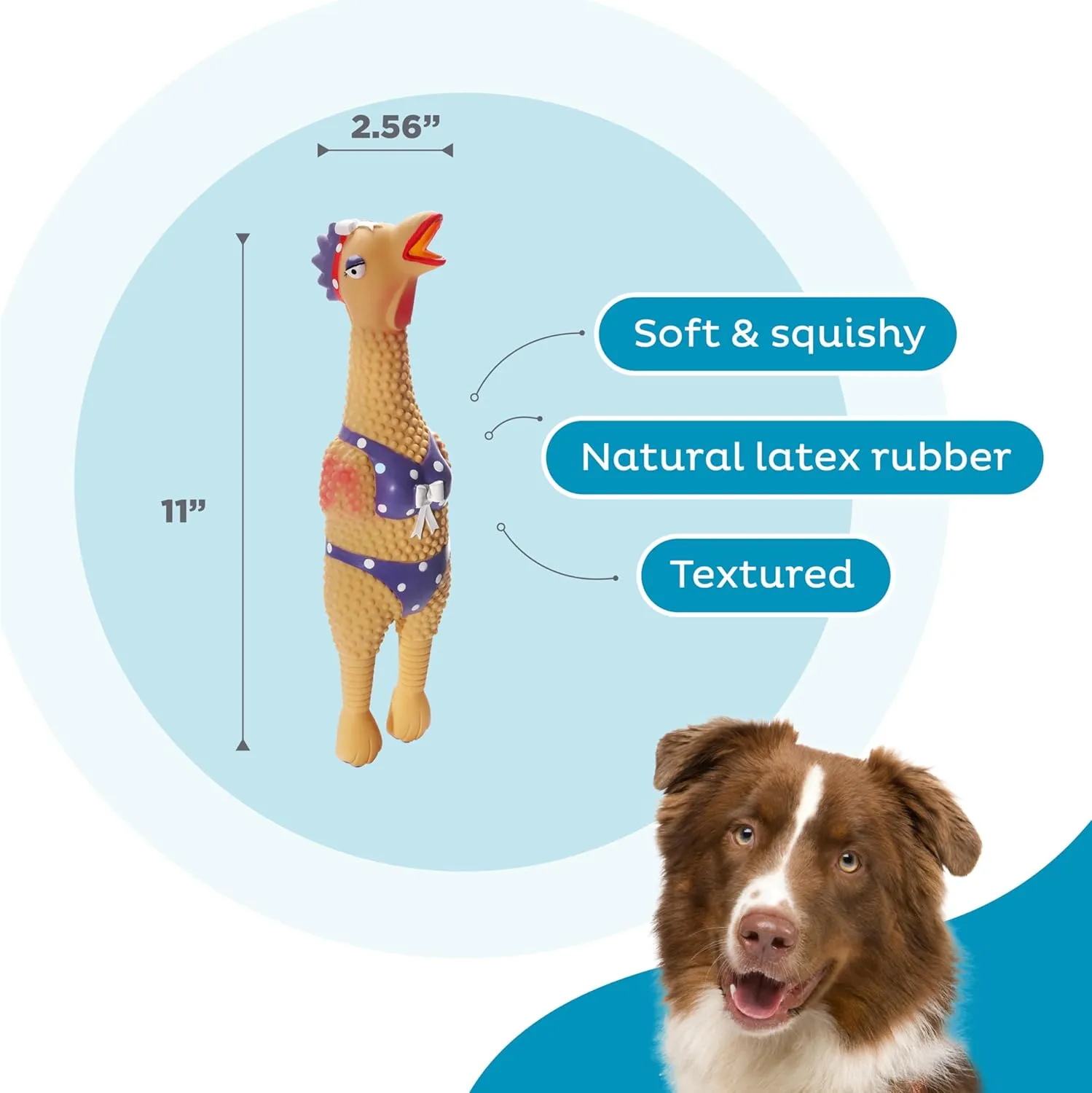 Outward Hound by Charming Pet Squawkers Henrietta Latex Squeaky Rubber Chicken Dog Toy, Funny Interactive Holiday Toy for Dogs, Large Size