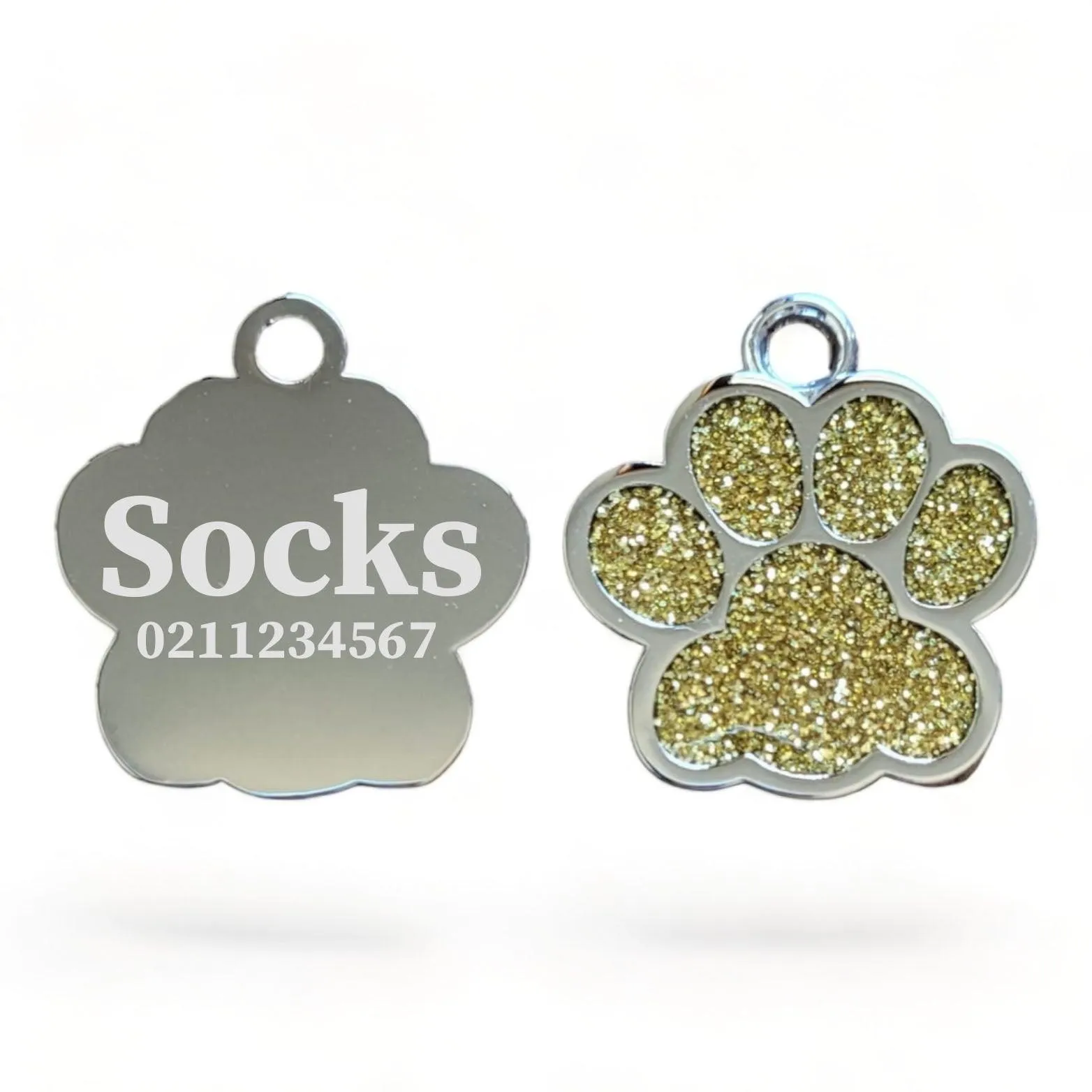 Paw Print | Stainless Steel | Cat, Kitten & Dog ID Pet Tag