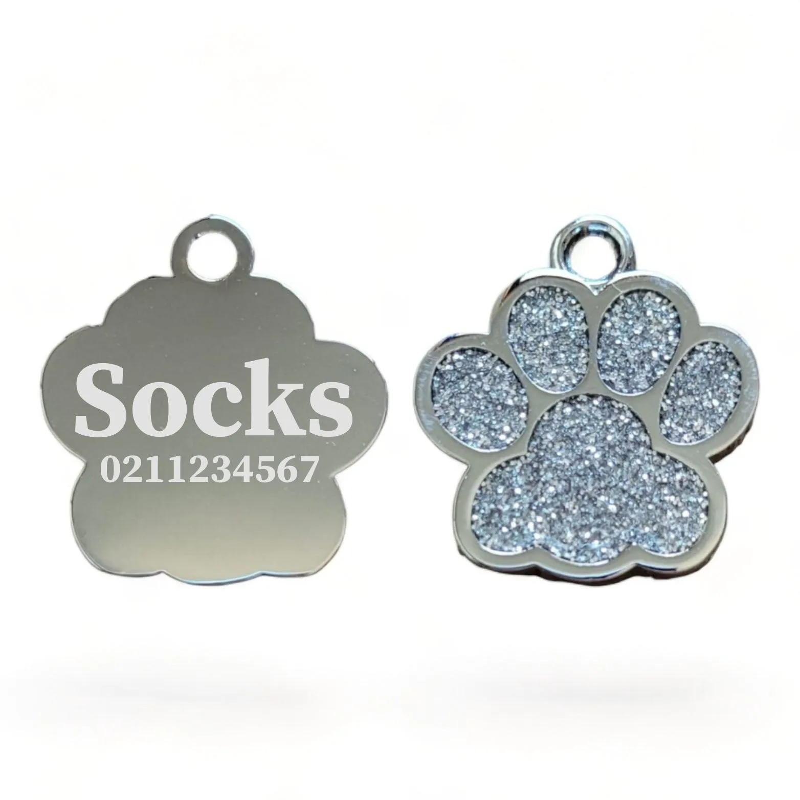 Paw Print | Stainless Steel | Cat, Kitten & Dog ID Pet Tag