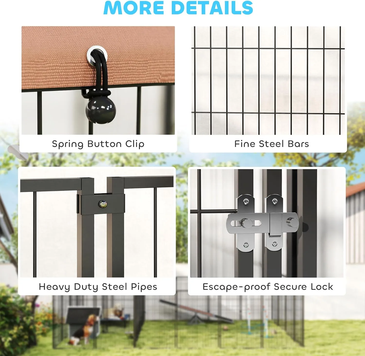 PawHut Dog Kennel Outside, Large Outdoor Dog Kennel with 2 Rooms, Rotating & Adjustable Height Bowls, UV-Resistant & Waterproof Canopy, Welded Wire Pet Playpen, 13.5' x 9.4' x 5.1'
