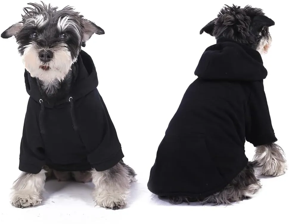 Pet Clothes for Dog, Dog Hoodies Sweatshirt with Hood and Pockets for Small Dogs (Black Dog Hoodie, Medium)