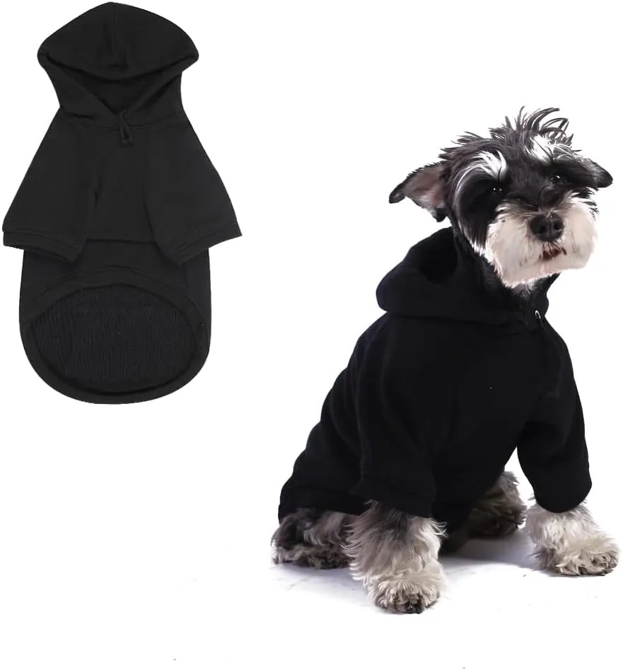 Pet Clothes for Dog, Dog Hoodies Sweatshirt with Hood and Pockets for Small Dogs (Black Dog Hoodie, Medium)