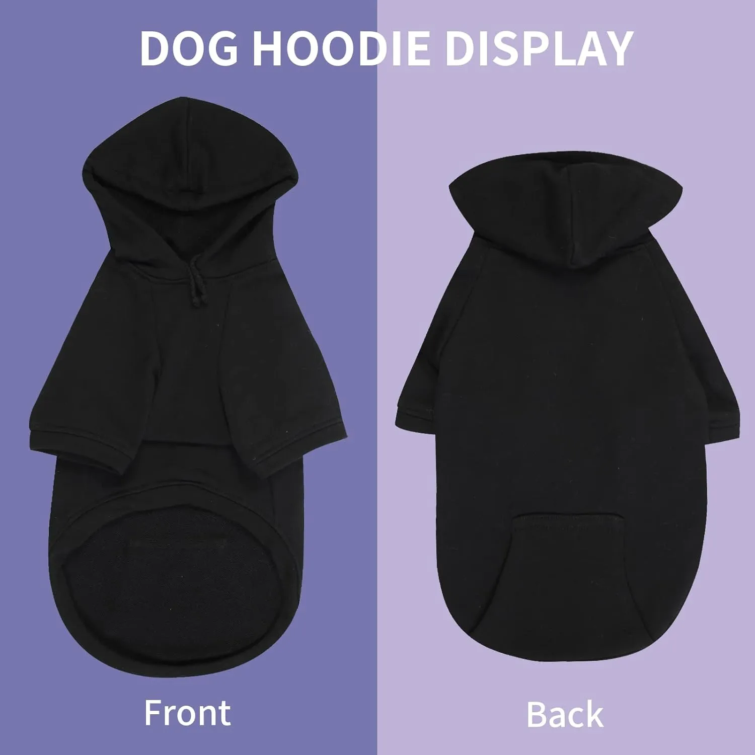 Pet Clothes for Dog, Dog Hoodies Sweatshirt with Hood and Pockets for Small Dogs (Black Dog Hoodie, Medium)