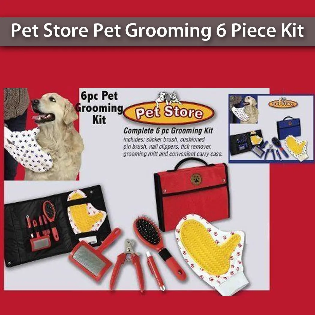 Pet Store Pet Grooming 6 Piece Kit (Red)