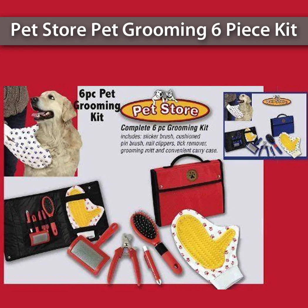 Pet Store Pet Grooming 6 Piece Kit (Red)