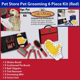 Pet Store Pet Grooming 6 Piece Kit (Red)