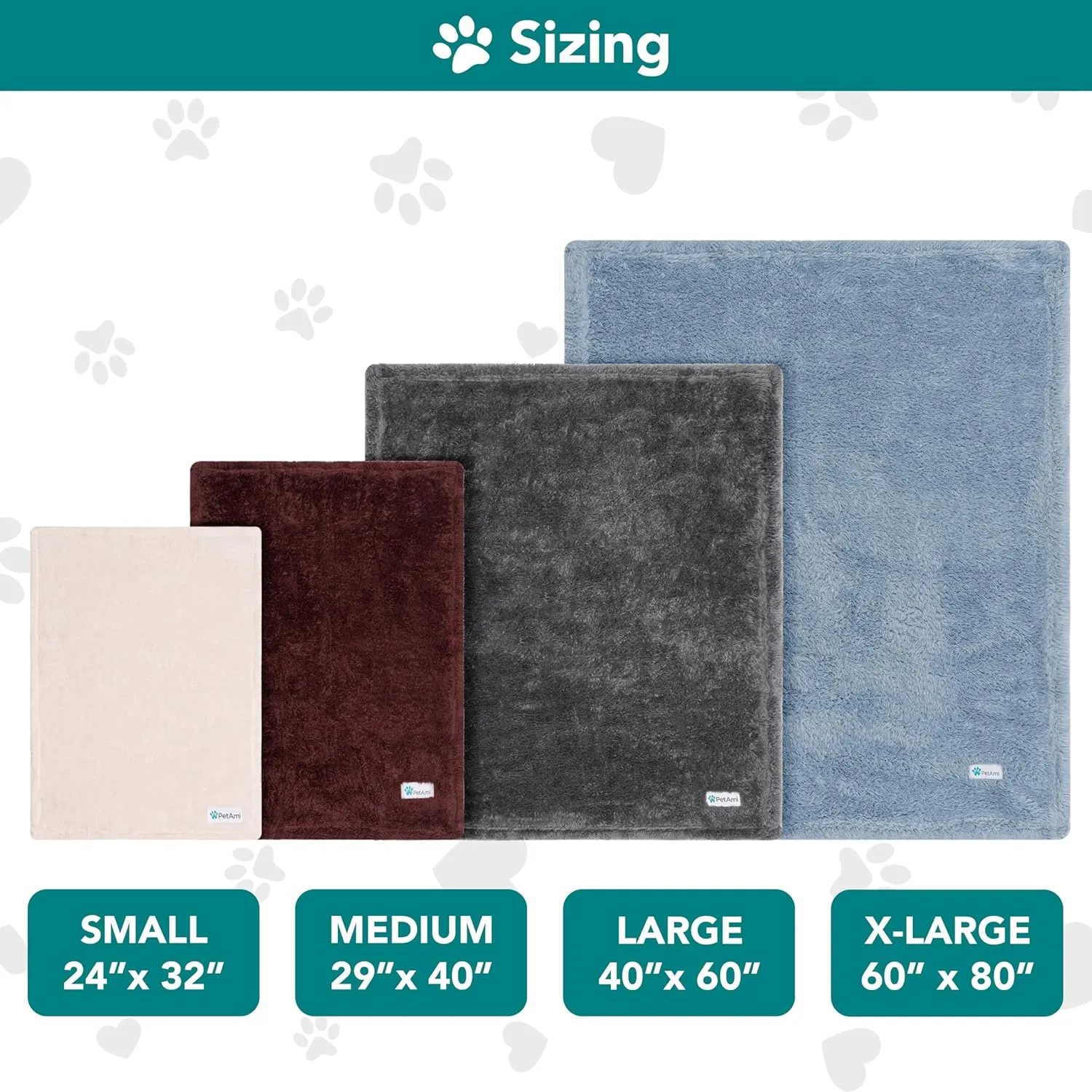 PetAmi Fluffy Soft Dog & Cat Blanket, Sherpa Fleece, Calming Pet Blanket Throw for Bed & Sofa, X-Large 60x80 Beige