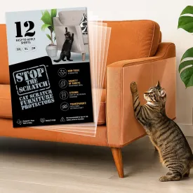 Pro Strength Cat Scratch Deterrent Tape  12 Clear Double-Sided Sticky Sheets to Protect Furniture  Pet-Safe, Transparent Anti-Scratch Adhesive for Cats