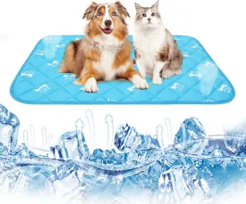 PUPTECK Dog Cooling Mat, Upgraded Thickened Pet Cat Cooling Pad, Non-Slip Summer Dog Blanket Outdoor & Indoor Bed, Washable Ice Silk Kennel Crates Mats for Extra Large Medium Small Dogs