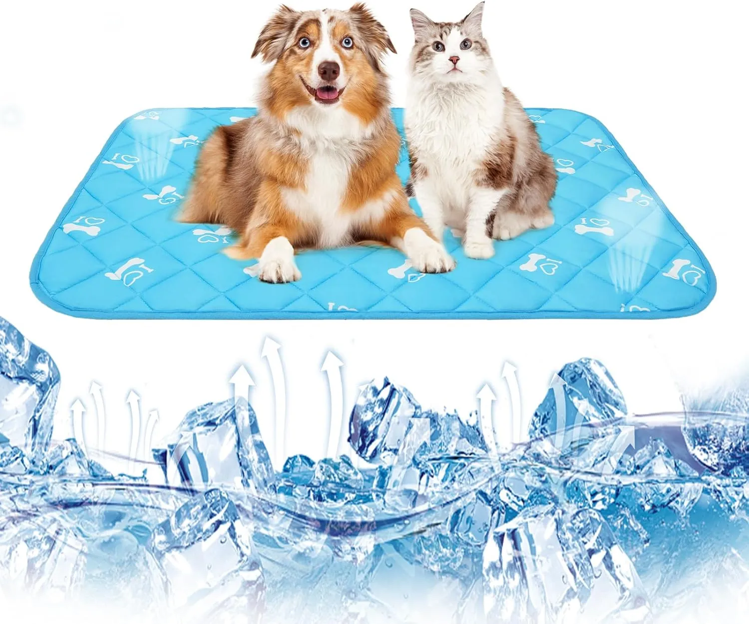 PUPTECK Dog Cooling Mat, Upgraded Thickened Pet Cat Cooling Pad, Non-Slip Summer Dog Blanket Outdoor & Indoor Bed, Washable Ice Silk Kennel Crates Mats for Extra Large Medium Small Dogs