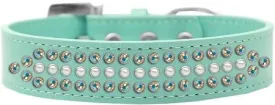 Ritz Pearl and AB Crystal Dog Collar Aqua Size 18