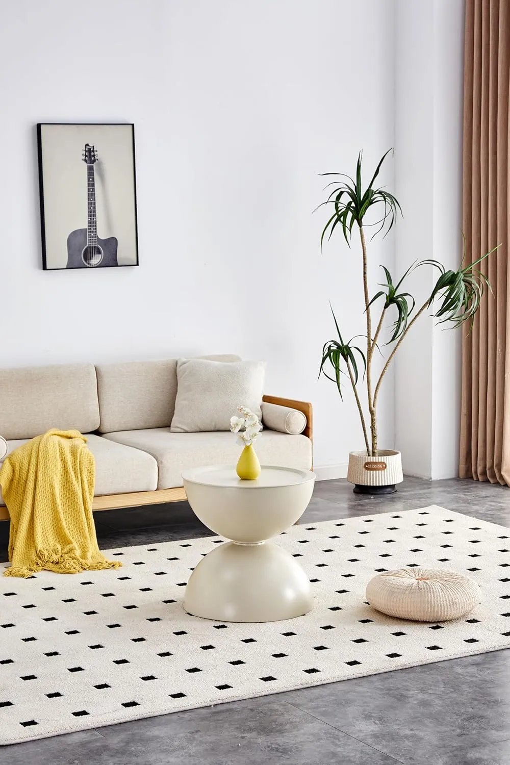 Round Coffee Tables with Storage, Movable Tabletop, and Integrated Cat Bed, Modern Design, Milk White