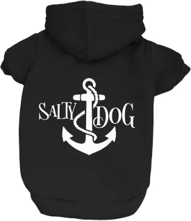 Salty Dog Summer Dog Hoodie Fleece Lined Pullover Sweatshirt with Leash Hole (Black, 2X-Large 100)