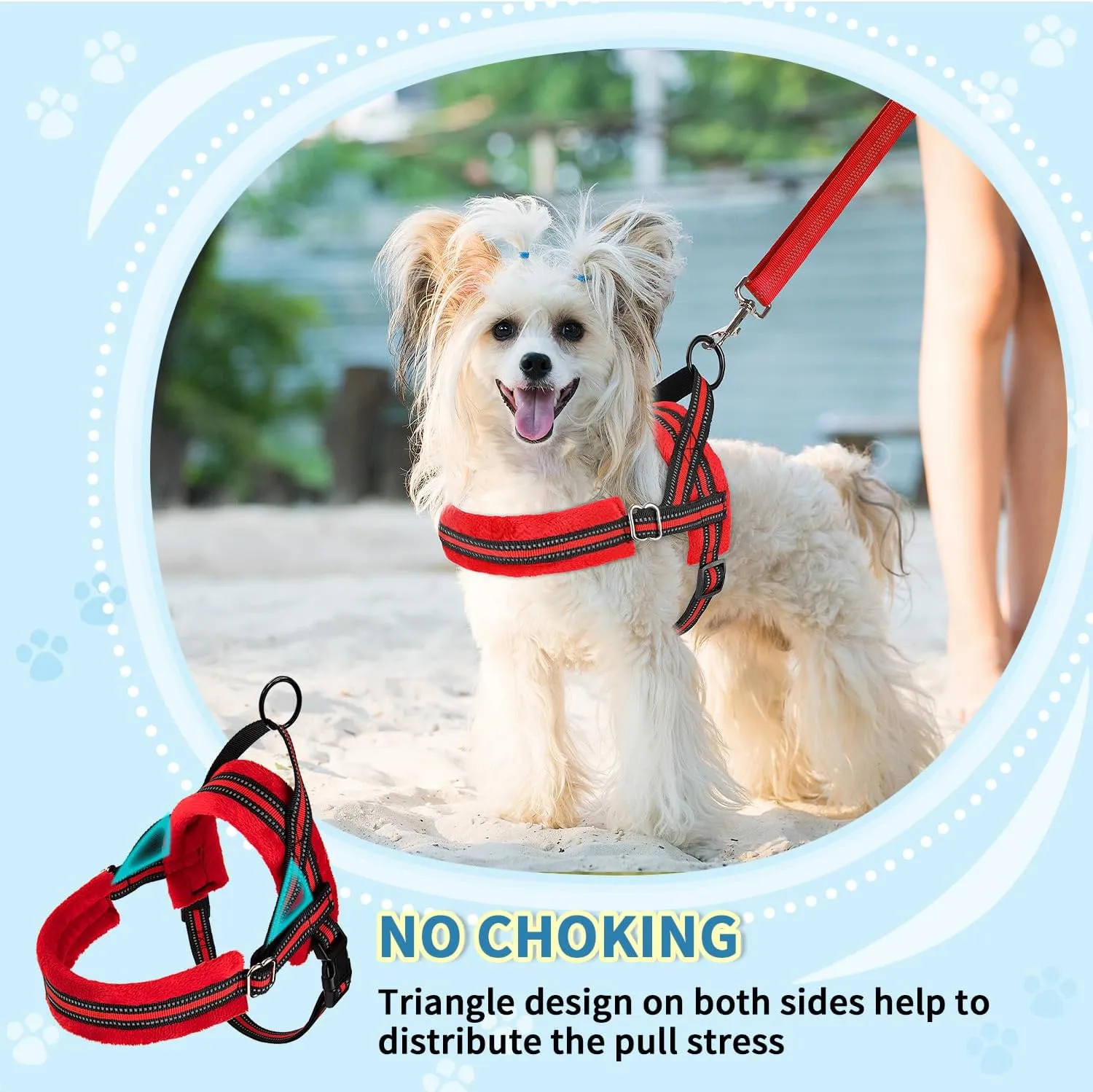 SlowTon No Pull Small Dog Harness and Leash Set, Puppy Soft Vest Harness Neck & Chest Adjustable, Reflective Lightweight Harness & Anti-Twist Pet Lead Combo for Small Medium Dogs (Red, XS)