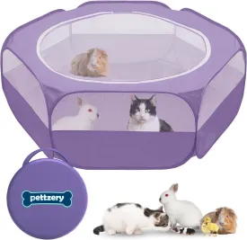 Small Animal Playpen with Zippered Top, Portable Waterproof Pet Cage (47"x23") for Kitten, Bunny, Guinea Pig, Hamster, Chicken Brooder, Indoor & Outdoor Exercise Pen, Foldable Design