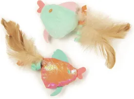 SmartyKat (2 Count Silly Swimmers Crinkle Plush Catnip Cat Toys - Orange/Turquoise, 2 Count