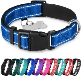 TECEUM Reflective Dog Collar  Navy Blue  M  Extra Soft Padding  Basic Nylon Pet Collar  Quick Release Buckle  Fits Small, Medium and Large Dogs, Puppies, Cats  ESA & Service Dog Options