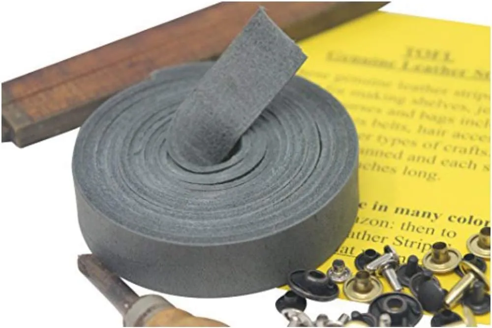 TOFL Genuine Top-Grain Leather Strap | 72 Inches Long | 3/4 Inch Wide | 1/16 Inch Thick (4-5 oz) | 1 Leather Strip for DIY Arts & Craft Projects, Clothing, Jewelry, Wrapping | Smokey Gray