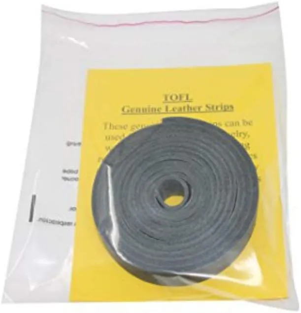 TOFL Genuine Top-Grain Leather Strap | 72 Inches Long | 3/4 Inch Wide | 1/16 Inch Thick (4-5 oz) | 1 Leather Strip for DIY Arts & Craft Projects, Clothing, Jewelry, Wrapping | Smokey Gray