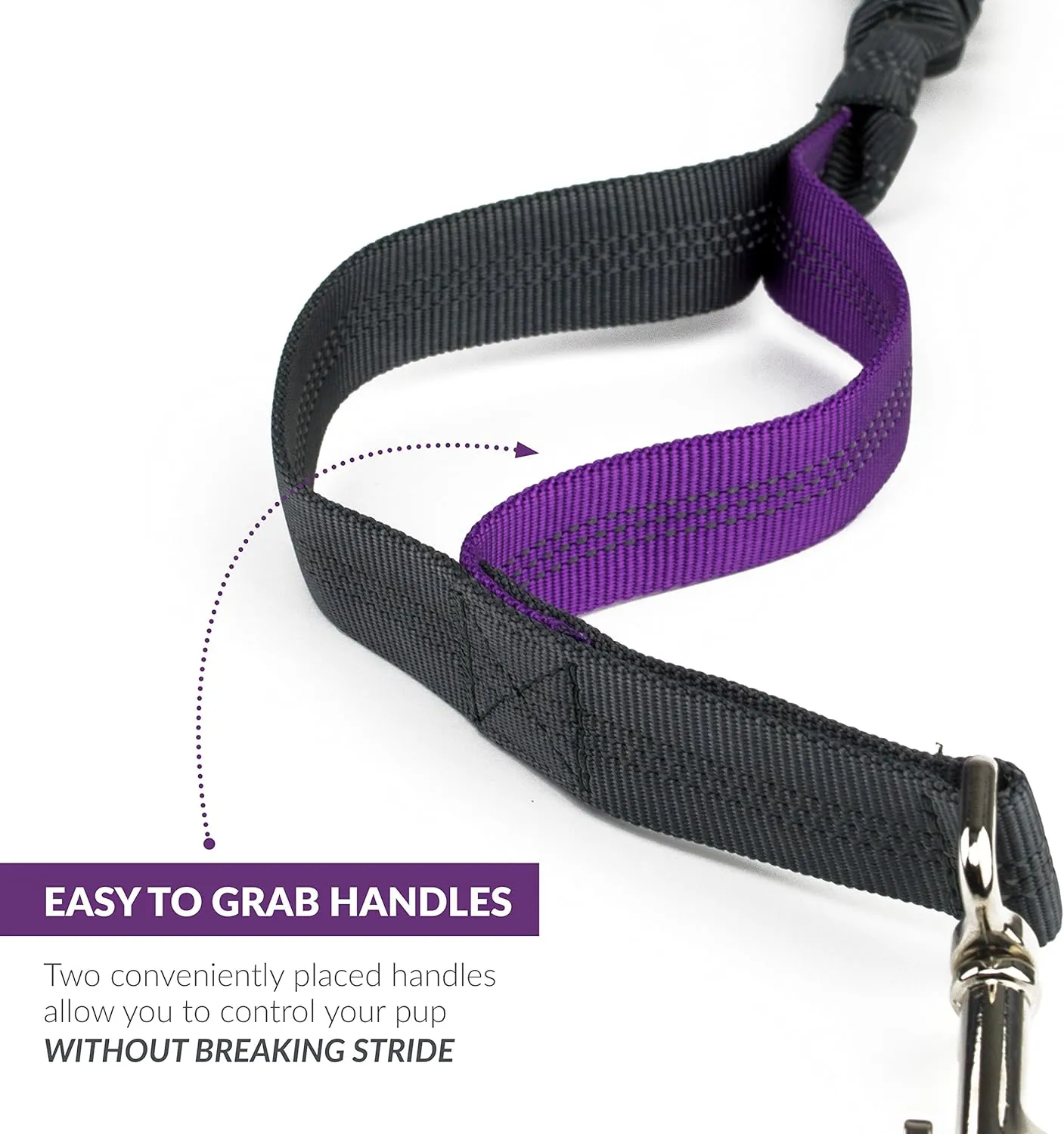 Tuff Mutt Hands-Free Waist Leash for Dog Walking, Running and Hiking, Adjustable Belt with Double Handle, Reflective Bungee Design for Large & Medium Dogs