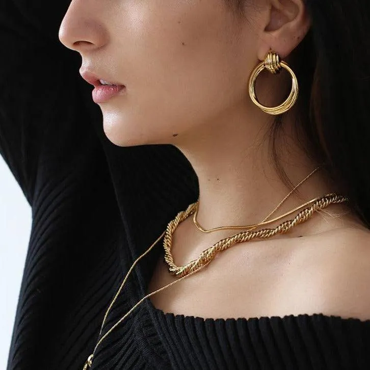 Twisted Soul Gold Hoop Earrings