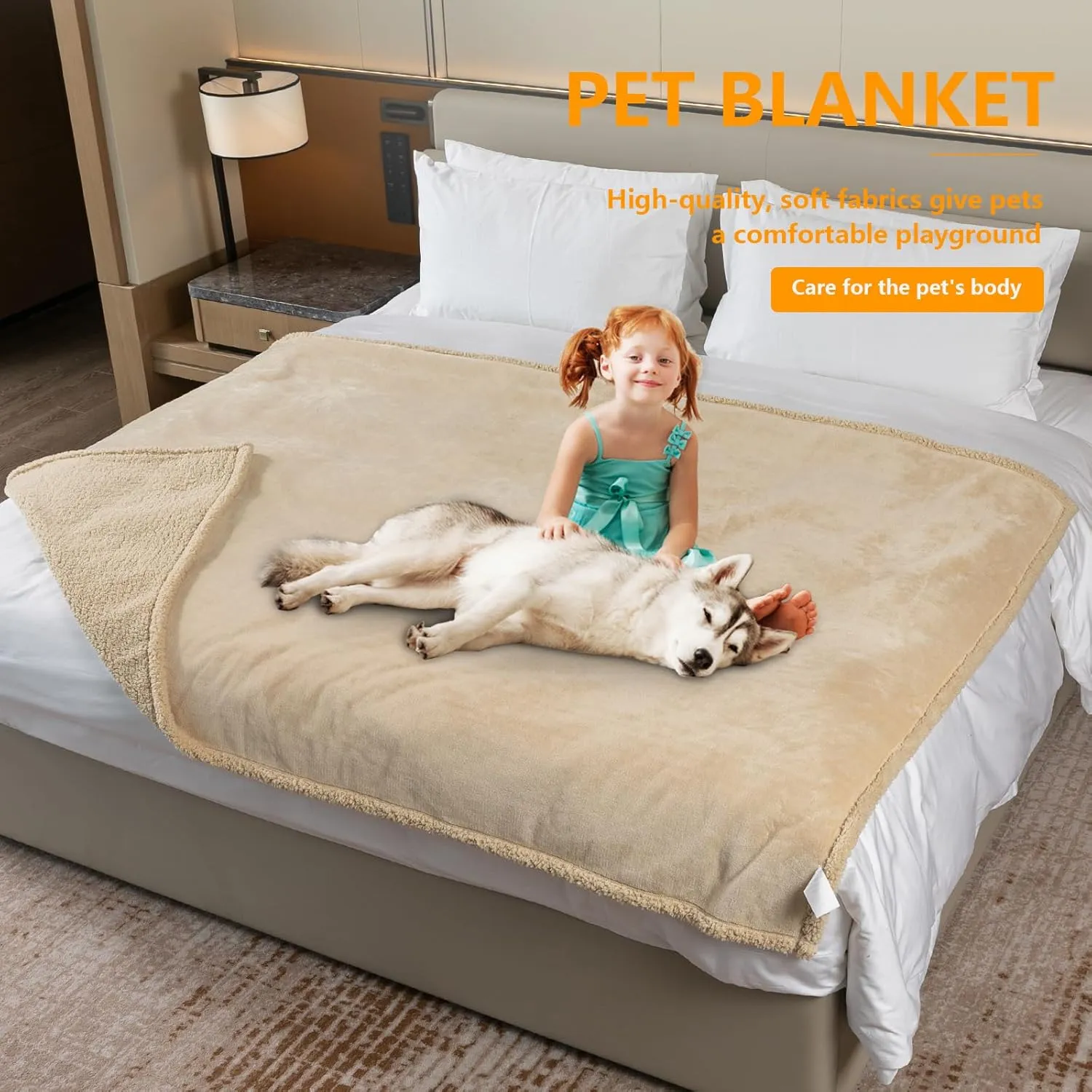 Waterproof Dog Blanket Reversible Pet Bed Cover Puppy Fluffy Cream Blankets Leakproof Sofa Couch Cover Cat Pet Blanket for Warm Washable-XL