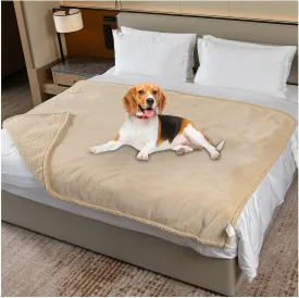 Waterproof Dog Blanket Reversible Pet Bed Cover Puppy Fluffy Cream Blankets Leakproof Sofa Couch Cover Cat Pet Blanket for Warm Washable-XL