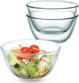 WHJY 3 Pack of 7 Inch Glass Cereal Bowls - Borosilicate Glass Construction, Modern Style, 17.64 Ounces Capacity Each