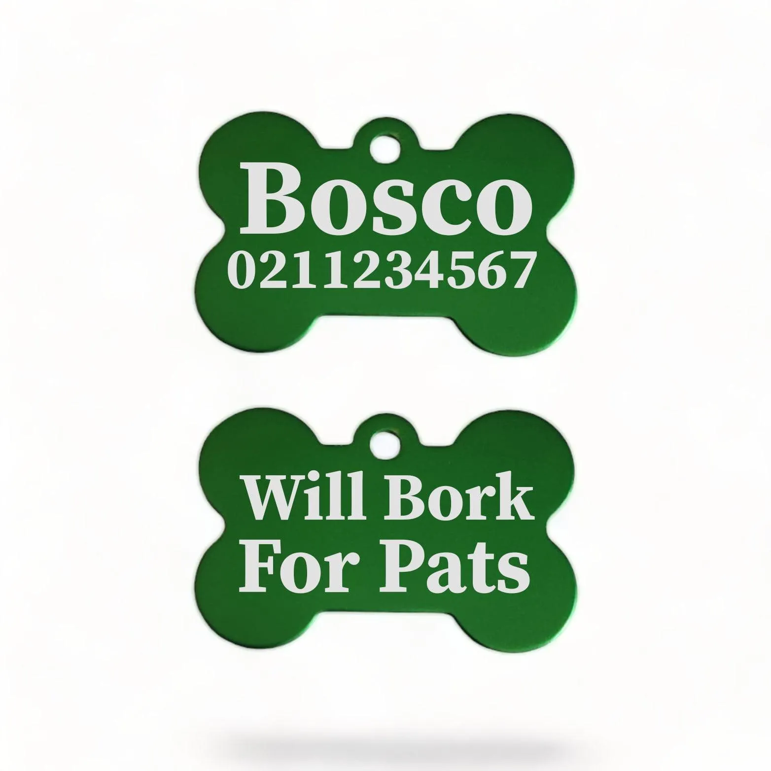Will Bork For Pats | Bone Aluminium | Dog ID Pet Tag