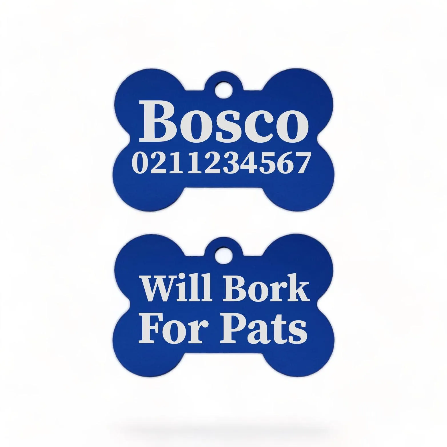 Will Bork For Pats | Bone Aluminium | Dog ID Pet Tag
