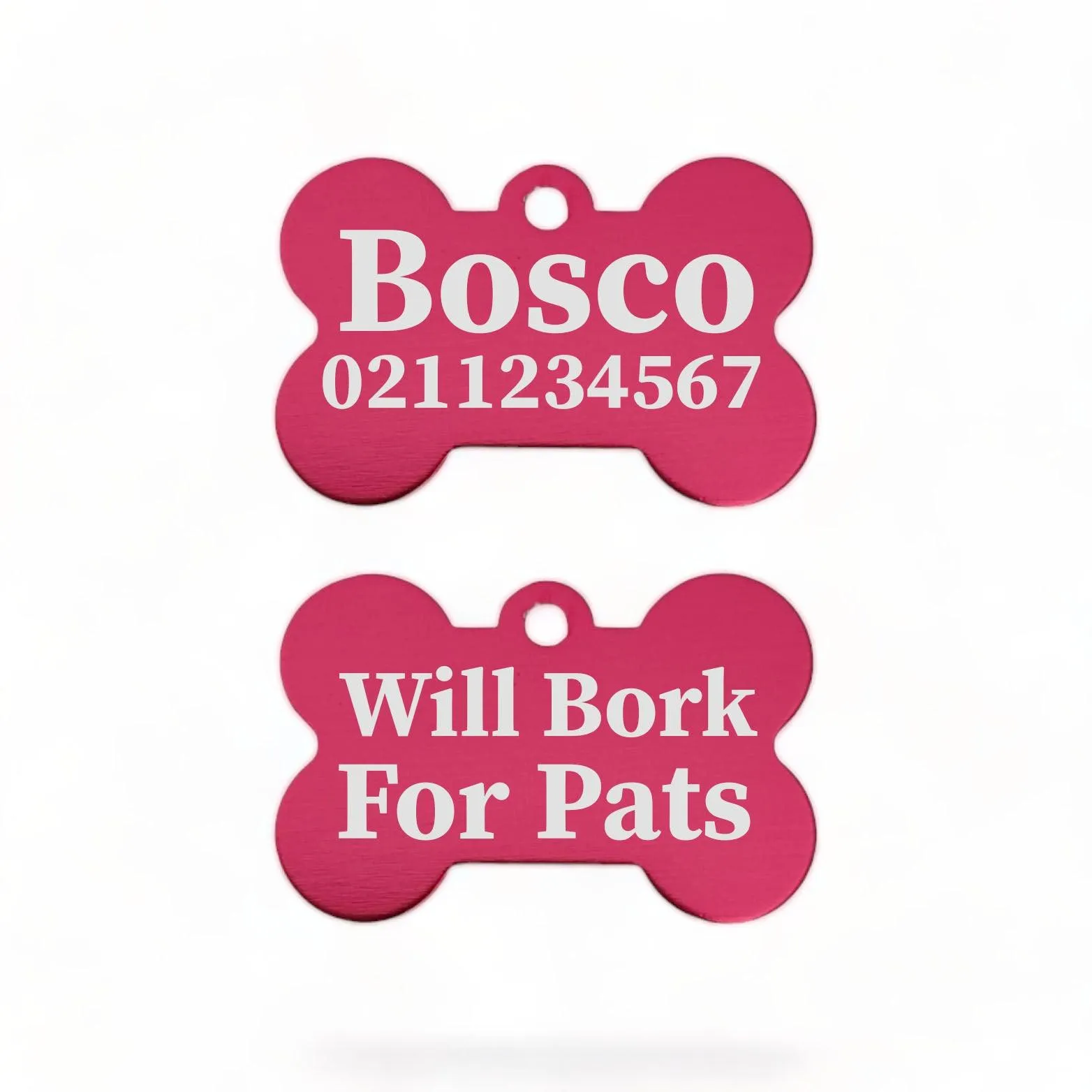 Will Bork For Pats | Bone Aluminium | Dog ID Pet Tag