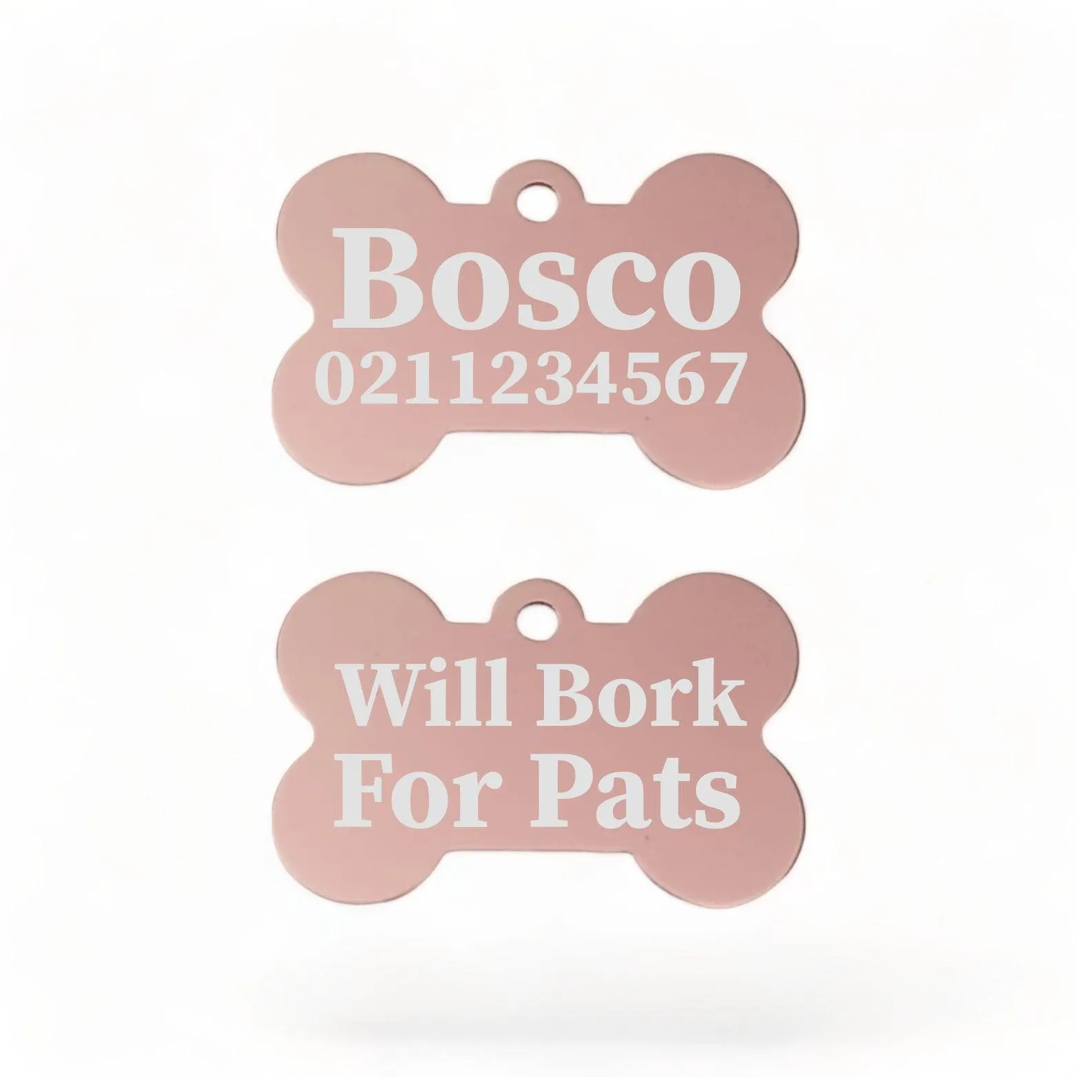 Will Bork For Pats | Bone Aluminium | Dog ID Pet Tag