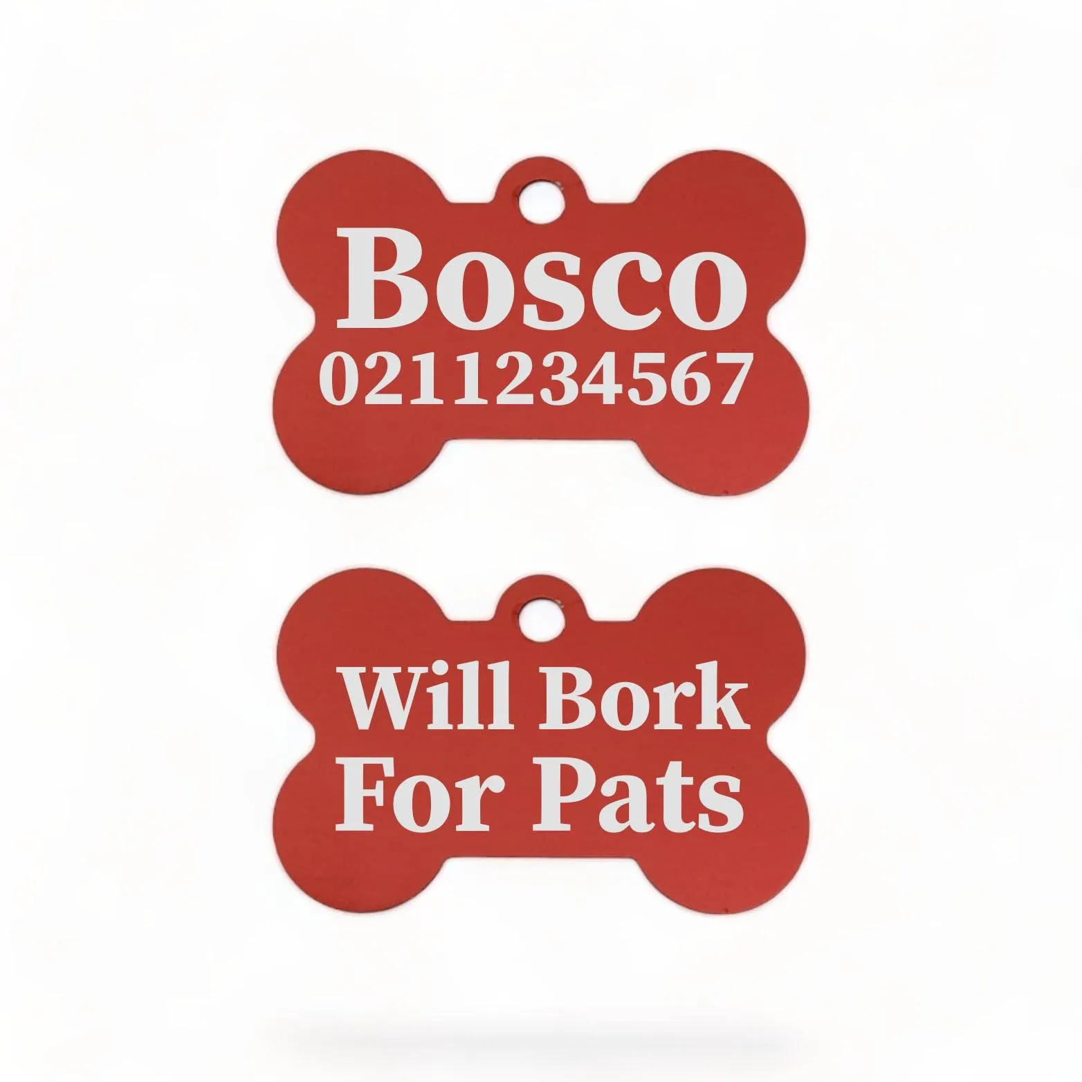 Will Bork For Pats | Bone Aluminium | Dog ID Pet Tag