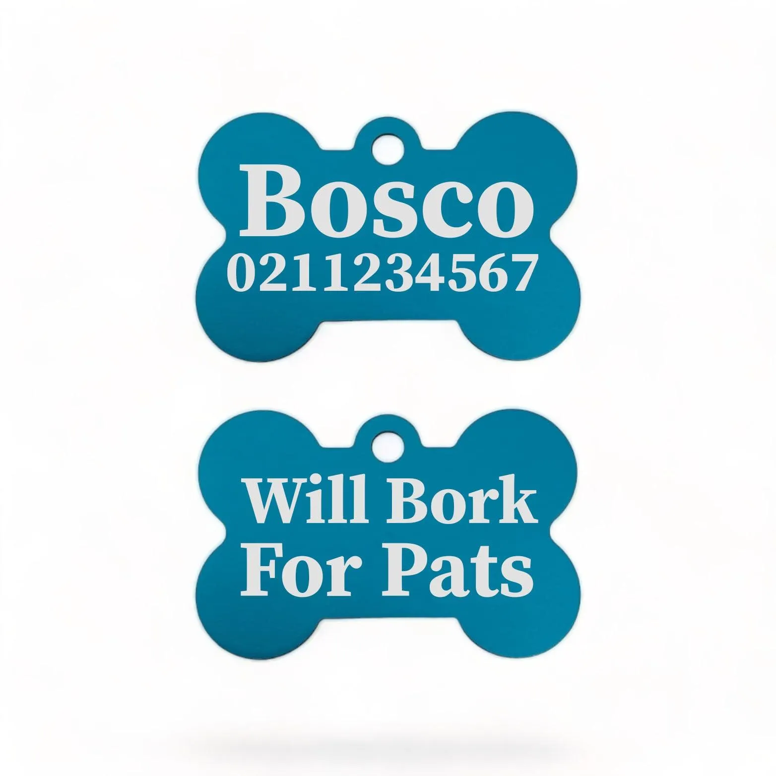 Will Bork For Pats | Bone Aluminium | Dog ID Pet Tag