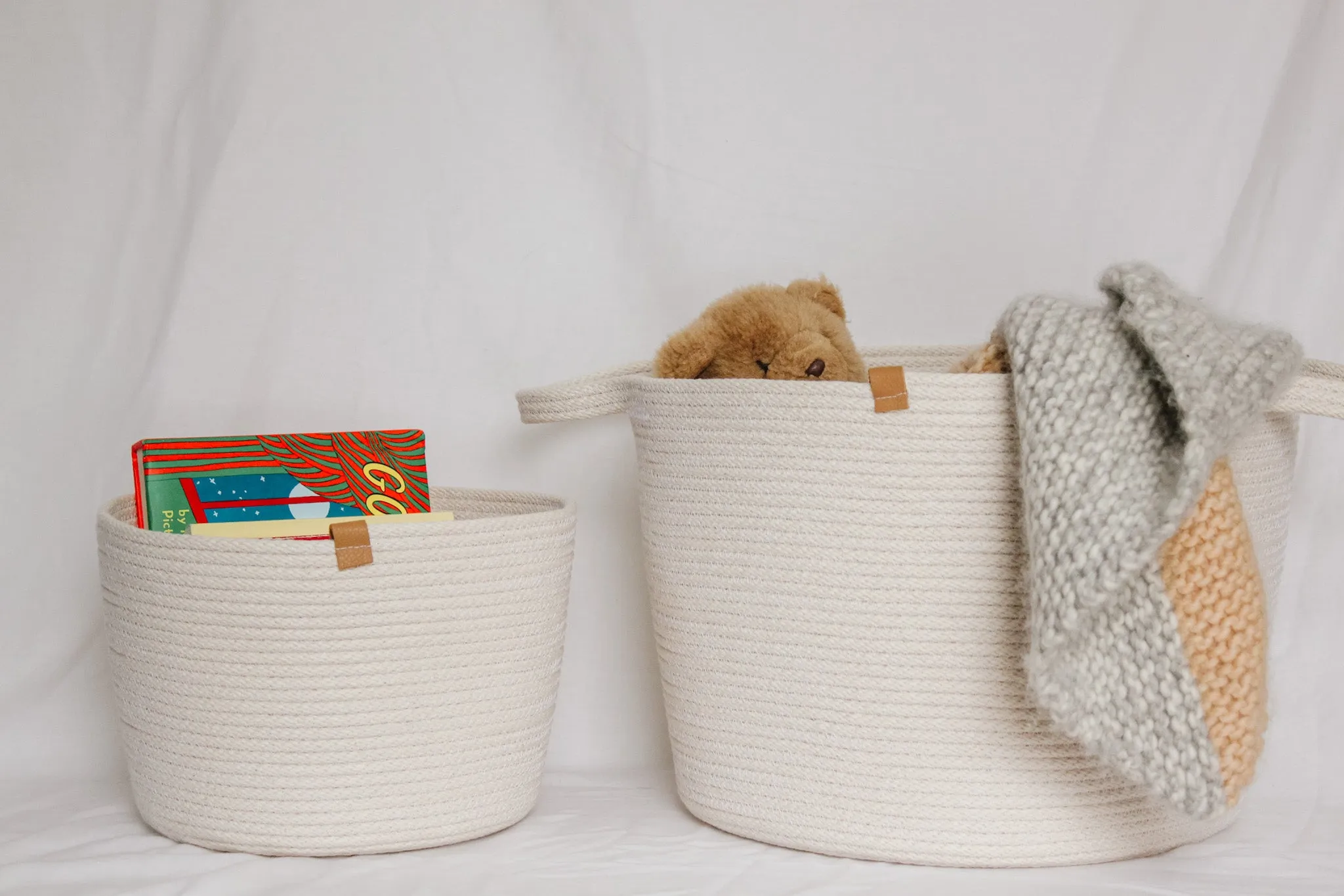 Woven Handmade Basket Bundle - 1 Medium 1 Large